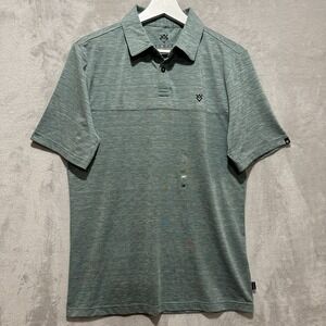 Veece Virgil Stretch Polo Men's S Heather Green Short Sleeve‎ Collared Logo NWT
